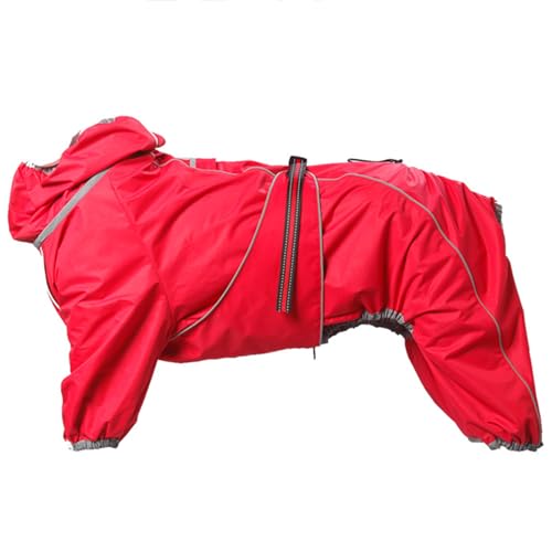 PJDDP Hunde-Winterjacke, wasserdicht, Hunde-Wintermantel mit Reißverschluss, Regen- und schneesicher, Hundemantel, ganzkörpertauglich, verstellbar,Rot,4XL von PJDDP