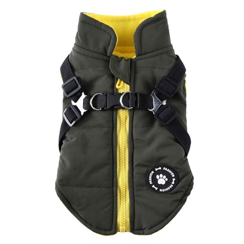 PJDDP Hunde Winterjacken,Warme Hundemäntel, Winddicht Hundejacke Mit Verstellbares Hundegeschirr Für Kleine Hunde, Für Kaltes Wetter, Camping Wandern,Army Green,XS PJDDP Hunde Winterjacken,Warme Hundemäntel, Winddicht Hundejacke Mit Verstellbares Hundegeschirr Für Kleine Hunde, Für Kaltes Wetter, Camping Wandern,Army Green,XS von PJDDP