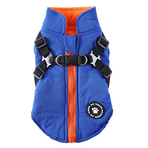 PJDDP Hunde Winterjacken,Warme Hundemäntel, Winddicht Hundejacke Mit Verstellbares Hundegeschirr Für Kleine Hunde, Für Kaltes Wetter, Camping Wandern,Blau,XS PJDDP Hunde Winterjacken,Warme Hundemäntel, Winddicht Hundejacke Mit Verstellbares Hundegeschirr Für Kleine Hunde, Für Kaltes Wetter, Camping Wandern,Blau,XS von PJDDP
