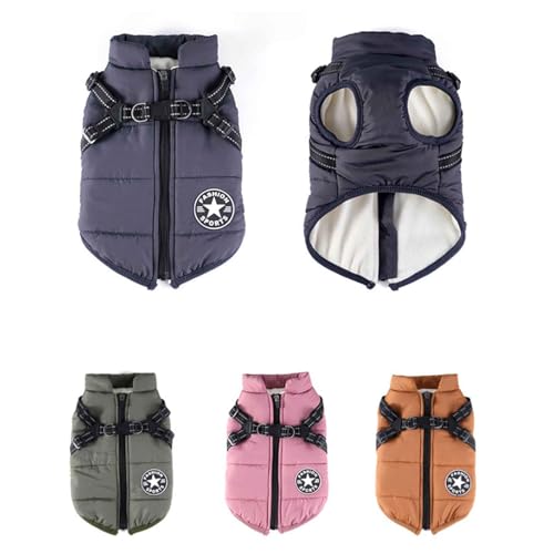 PJDDP Hunde Wintermantel Mit Geschirr, Warmer Winter Hundejacke, Wasserdicht Thermomantel, Winddicht Hundeweste, Für Kleine Hunde, Für Spaziergänge Im Freien,Grau,S PJDDP Hunde Wintermantel Mit Geschirr, Warmer Winter Hundejacke, Wasserdicht Thermomantel, Winddicht Hundeweste, Für Kleine Hunde, Für Spaziergänge Im Freien,Grau,S von PJDDP