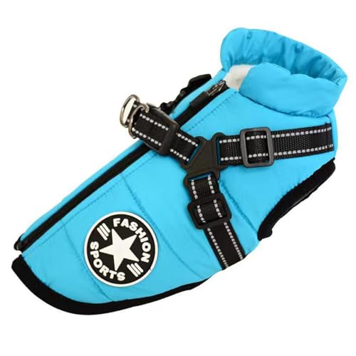 PJDDP Hunde-Wintermantel mit Geschirr, Hunde-Fleecejacke mit Reißverschluss, reflektierend, wasserdicht, Hundemantel für kaltes Wetter, dick gepolstert,Light Blue,5XL PJDDP Hunde-Wintermantel mit Geschirr, Hunde-Fleecejacke mit Reißverschluss, reflektierend, wasserdicht, Hundemantel für kaltes Wetter, dick gepolstert,Light Blue,5XL von PJDDP