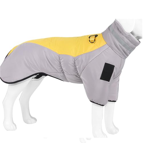 PJDDP Hunde Wintermanteljacke, reflektierende Hundelemantung Hund Wintermantel mit Beinbändern Winddichte wasserdichte Vollhund -Schneejacke Schneeanzug,Gelb,4XL von PJDDP