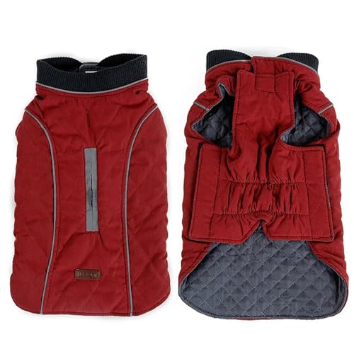 PJDDP Hunde-Winterweste, reflektierender und Verstellbarer Hunde-Wintermantel, Wintermantel für kleine Hunde, mit Reißverschluss, Loch für die Leine,Rot,3XL PJDDP Hunde-Winterweste, reflektierender und Verstellbarer Hunde-Wintermantel, Wintermantel für kleine Hunde, mit Reißverschluss, Loch für die Leine,Rot,3XL von PJDDP