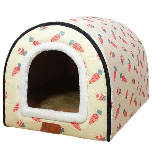 PJDDP Hundebett, Haustierhaus, Haustierbett Mit Rutschfester Unterseite, Abnehmbar Und Waschbar Katzenhöhlenbett, 2-In-1 Faltbares Hundehaus,Light Yellow,L PJDDP Hundebett, Haustierhaus, Haustierbett Mit Rutschfester Unterseite, Abnehmbar Und Waschbar Katzenhöhlenbett, 2-In-1 Faltbares Hundehaus,Light Yellow,L von PJDDP