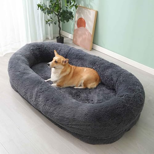 PJDDP Hundebett, Hundebett Für Menschen & Hunde, Rutschfestem Waschbar Hundebetten, Beruhigendes Hundekissen Für Extra Große Hunde,Dark Gray,6XL PJDDP Hundebett, Hundebett Für Menschen & Hunde, Rutschfestem Waschbar Hundebetten, Beruhigendes Hundekissen Für Extra Große Hunde,Dark Gray,6XL von PJDDP
