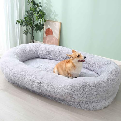 PJDDP Hundebett, Hundebett Für Menschen & Hunde, Rutschfestem Waschbar Hundebetten, Beruhigendes Hundekissen Für Extra Große Hunde,Light Gray,6XL PJDDP Hundebett, Hundebett Für Menschen & Hunde, Rutschfestem Waschbar Hundebetten, Beruhigendes Hundekissen Für Extra Große Hunde,Light Gray,6XL von PJDDP