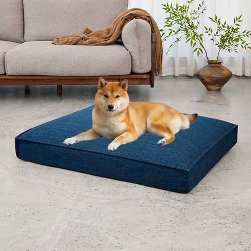 PJDDP Hundebett, Hundekissen, Hundematratze, Weiche Katzenbett Mit Rutschfester Unterseite, Bezug Abnehmbar Und Maschinenwaschbar, Für Kleine, Mittelgroße Und Große Hunde, Katzen,Navy Blue,L PJDDP Hundebett, Hundekissen, Hundematratze, Weiche Katzenbett Mit Rutschfester Unterseite, Bezug Abnehmbar Und Maschinenwaschbar, Für Kleine, Mittelgroße Und Große Hunde, Katzen,Navy Blue,L von PJDDP