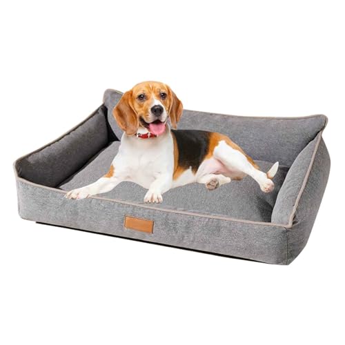 PJDDP Hundebett, Hundesofa, Vierseitiges Nackenrolle Kissen, rutschfeste Unterseite Hundekorb, Katzenbett Mit Abnehmbarem Waschbarem Bezug,Grau,XXL PJDDP Hundebett, Hundesofa, Vierseitiges Nackenrolle Kissen, rutschfeste Unterseite Hundekorb, Katzenbett Mit Abnehmbarem Waschbarem Bezug,Grau,XXL von PJDDP