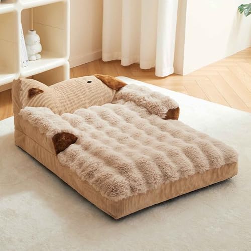PJDDP Hundebett, Katzenbett, Weiches Hundesofa Mit Rutschfester Unterseite, Haustierbett Mit Waschbarem Bezug, Für Mittelgroße & Kleine Hunde,Braun,S PJDDP Hundebett, Katzenbett, Weiches Hundesofa Mit Rutschfester Unterseite, Haustierbett Mit Waschbarem Bezug, Für Mittelgroße & Kleine Hunde,Braun,S von PJDDP