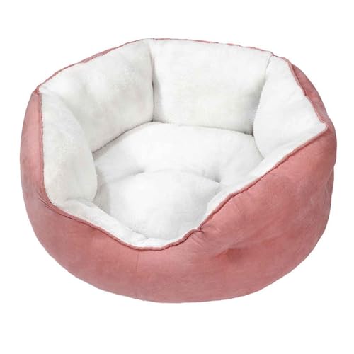 PJDDP Hundebett, Katzenbett Flauschig, Hundebett Waschbar, Katzenbett Mit Rutschfestem Boden Und Doppelseitiges Hundekissen Für Katzen Und Kleiner Hund,Rosa,M von PJDDP