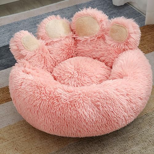 PJDDP Hundebett, plüschhaltiges Hundebett Haustier Rundes Bett aus Pfotenform gemütlicher Haustier Schlafbeete für kleine mittelgroße und große Hunde und Katzen,Rosa,M PJDDP Hundebett, plüschhaltiges Hundebett Haustier Rundes Bett aus Pfotenform gemütlicher Haustier Schlafbeete für kleine mittelgroße und große Hunde und Katzen,Rosa,M von PJDDP