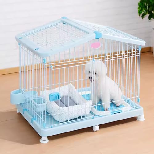 PJDDP Hundebox, Welpenkäfig Aus Metall Mit Universalrädern, 2 Türen Und Abnehmbarer Kunststoffschale, Haustierhütte Für Kleine Bis Mittelgroße Hunde,Blau,small Size PJDDP Hundebox, Welpenkäfig Aus Metall Mit Universalrädern, 2 Türen Und Abnehmbarer Kunststoffschale, Haustierhütte Für Kleine Bis Mittelgroße Hunde,Blau,small Size von PJDDP