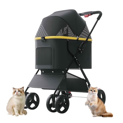 PJDDP Hundebuggy, Haustiertrolley Mit Netzfenster, Faltbarer Hundetrolley, Katzenbuggy Für Kleine Und Mini Hunde Mit Getränkehalter Und Aufbewahrungskorb,Schwarz PJDDP Hundebuggy, Haustiertrolley Mit Netzfenster, Faltbarer Hundetrolley, Katzenbuggy Für Kleine Und Mini Hunde Mit Getränkehalter Und Aufbewahrungskorb,Schwarz von PJDDP