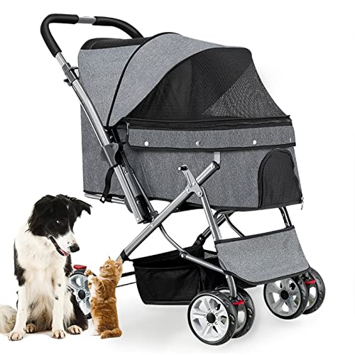PJDDP Hundebuggy Hundewagen Buggy Faltbare Hunde Katzen Pet Stroller Mit Aufbewahrungskorb Für Kleine Hunde Und Katzen Haustierwagen Mit 4 Rädern Katzenbuggy Jogging-Kinderwagen PJDDP Hundebuggy Hundewagen Buggy Faltbare Hunde Katzen Pet Stroller Mit Aufbewahrungskorb Für Kleine Hunde Und Katzen Haustierwagen Mit 4 Rädern Katzenbuggy Jogging-Kinderwagen von PJDDP