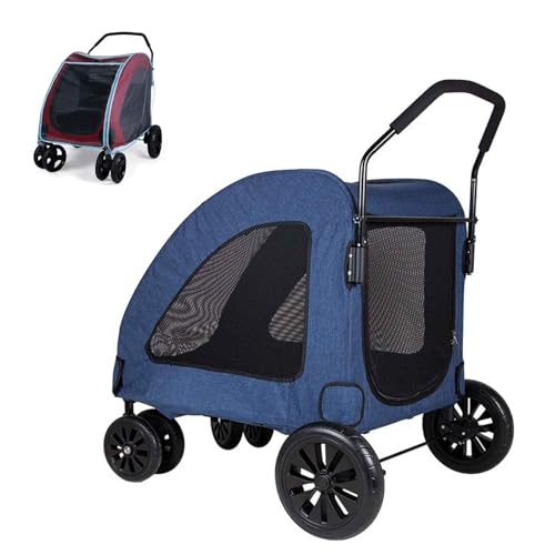 PJDDP Hundebuggy Mit 4 Rädern, Faltbarer Haustier-Kinderwagen, Reise-Haustier-Kinderwagen Mit Regenschutz, Tragkraft Bis Zu 60 Kg,Blau PJDDP Hundebuggy Mit 4 Rädern, Faltbarer Haustier-Kinderwagen, Reise-Haustier-Kinderwagen Mit Regenschutz, Tragkraft Bis Zu 60 Kg,Blau von PJDDP