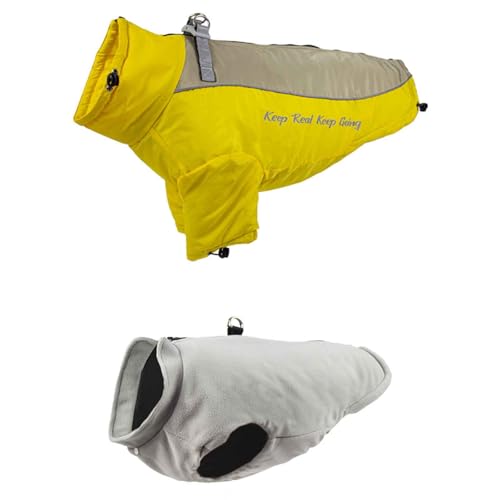 PJDDP Hundejacke, Warmer Winter Wasserdicht Hundejacke, 3 in 1 Winddichter Wintermantel, Reflektierend Hundejacke, Für Mittlerer Große Hunde,Yellow + Khaki,6XL PJDDP Hundejacke, Warmer Winter Wasserdicht Hundejacke, 3 in 1 Winddichter Wintermantel, Reflektierend Hundejacke, Für Mittlerer Große Hunde,Yellow + Khaki,6XL von PJDDP