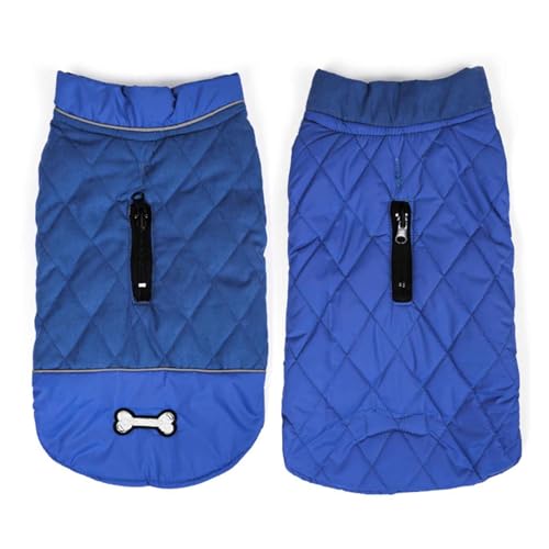 PJDDP Hundejacken Wasserdicht Für Winter, Reflektierend Hundemantel Mit Geschirrloch, Hundejacke Winddichtes Für Kaltes Wetter, Für Kleine Mittlere Und Große Hunde,Blau,S von PJDDP