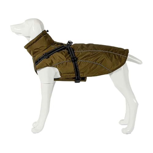 PJDDP Hundejacken Wasserdicht Für Winter, Reflektierende Hundeweste Mit Geschirr, Warme Rollkragen Hundejacke, Für Kleine Mittelgroße Grosse Hunde,Army Green,XS von PJDDP