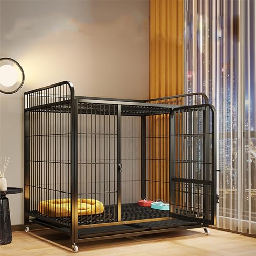 PJDDP Hundekäfig Für Den Innenbereich, Haustierkäfig, Katzenkäfig Mit 2 Türen, Kunststoffschale Und 360°-Rädern, Geeignet Für Mittelgroße Und Große Hunde,Schwarz,L PJDDP Hundekäfig Für Den Innenbereich, Haustierkäfig, Katzenkäfig Mit 2 Türen, Kunststoffschale Und 360°-Rädern, Geeignet Für Mittelgroße Und Große Hunde,Schwarz,L von PJDDP