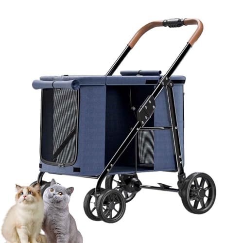 PJDDP Hundekinderwagen, Atmungsaktive Haustiere Buggy, Zusammenklappbarer Reise-Haustier-Kinderwagen, Tragbar, 4 Räder, Hunde-Jogger-Reiseträger,Blau PJDDP Hundekinderwagen, Atmungsaktive Haustiere Buggy, Zusammenklappbarer Reise-Haustier-Kinderwagen, Tragbar, 4 Räder, Hunde-Jogger-Reiseträger,Blau von PJDDP
