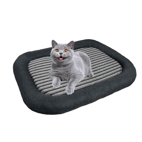 PJDDP Hundekissen, Katzenbett, rutschfeste Unterseite Hundekorb, Abnehmbar Und Waschbar, Für Kleine Hunde, Mittelgroße, Grosse Hunde,Striped Graphite Gray,S von PJDDP