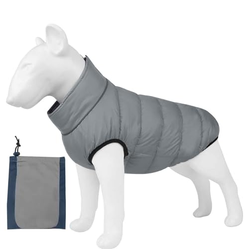 PJDDP Hundemäntel Für Kaltes Wetter, Hundemantel Wasserdicht, Hundemantel Winter Warmer Hundejacke, Reflektierend Hundejacke Mit Geschirrloch,Navy Blue + Gray,XXL von PJDDP