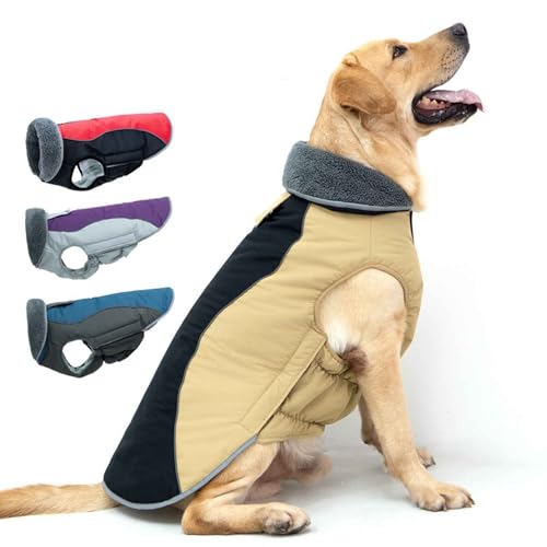 PJDDP Hundemantel Wasserdicht, Warme Hundejacke, Hunde Wintermantel Mit Geschirr Offnung, Für Den Spätherbst Und Den Frühwinter, Für Mittelere Und Große Hunde,Blue+red,XXL von PJDDP