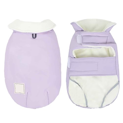 PJDDP Hundemantel Winter, Hundemantel Wasserdicht, Warm Hundejacke Aus Fleece, Verstellbar Hundejacke Mit Geschirr Öffnung Für Kleine Mittlere Hunde,Lila,S von PJDDP