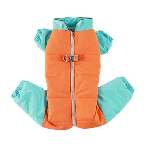 PJDDP Hundemantel Winter, Hundemantel Wasserdicht, Winddichte Winterjacke Für Hunde, Reflektierende Streifen, Für Kleine Mittlere Hunde,Orange,S von PJDDP