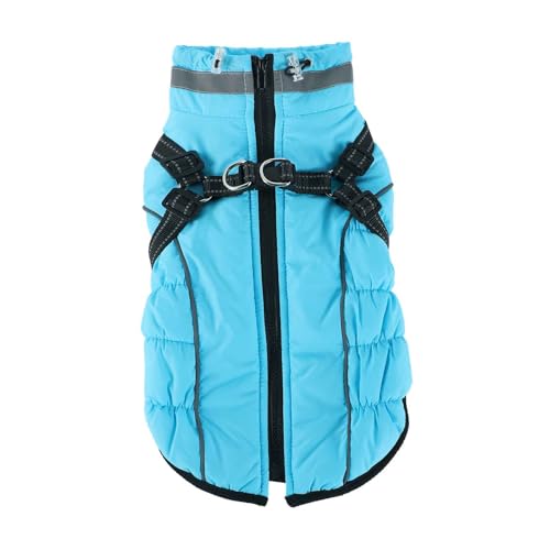 PJDDP Hundemantel Winter, Hundemantel Wasserdicht Mit Verstellbares Hundegeschirr, Warm Hundejacke Aus Fleece Mit Reflektierende Streifen Für Große Mittelgroße Hunde,Lake Blue,XL PJDDP Hundemantel Winter, Hundemantel Wasserdicht Mit Verstellbares Hundegeschirr, Warm Hundejacke Aus Fleece Mit Reflektierende Streifen Für Große Mittelgroße Hunde,Lake Blue,XL von PJDDP