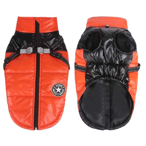PJDDP Hundemantel Winter, Warm Hundejacke, Wasserdichter Hundejacke, Winddichte Hundekleidung Mit Reflexstreifen, Verstellbares Hundegeschirr, Für Kleine Hunde,Orange+Black,XL PJDDP Hundemantel Winter, Warm Hundejacke, Wasserdichter Hundejacke, Winddichte Hundekleidung Mit Reflexstreifen, Verstellbares Hundegeschirr, Für Kleine Hunde,Orange+Black,XL von PJDDP
