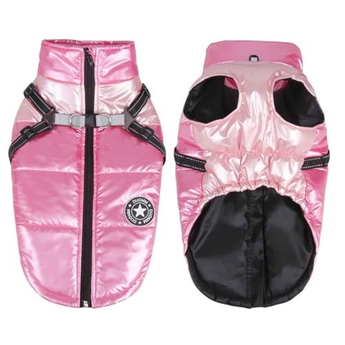 PJDDP Hundemantel Winter, Warm Hundejacke, Wasserdichter Hundejacke, Winddichte Hundekleidung Mit Reflexstreifen, Verstellbares Hundegeschirr, Für Kleine Hunde,Rosa,XXL PJDDP Hundemantel Winter, Warm Hundejacke, Wasserdichter Hundejacke, Winddichte Hundekleidung Mit Reflexstreifen, Verstellbares Hundegeschirr, Für Kleine Hunde,Rosa,XXL von PJDDP