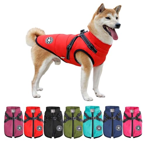 PJDDP Hundemantel Winter Wasserdicht Hundejacke, Outdoor-Hunde-Sportweste, Warme Hundejacke Mit Reflektierenden Streifen Für Kleine Mittlere Hunde,Rot,M PJDDP Hundemantel Winter Wasserdicht Hundejacke, Outdoor-Hunde-Sportweste, Warme Hundejacke Mit Reflektierenden Streifen Für Kleine Mittlere Hunde,Rot,M von PJDDP