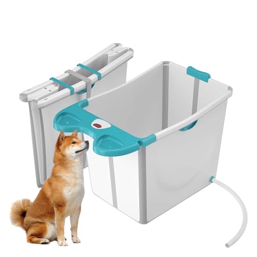 PJDDP Hundepool Fur Große Hunde, Multifunktionale Zusammenklappbare Haustier Badewanne Mit Abflussloch, Planschbecken Für Hunde Und Kinder,Blau PJDDP Hundepool Fur Große Hunde, Multifunktionale Zusammenklappbare Haustier Badewanne Mit Abflussloch, Planschbecken Für Hunde Und Kinder,Blau von PJDDP