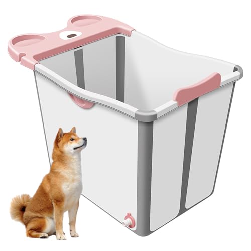 PJDDP Hundepool Fur Große Hunde, Multifunktionale Zusammenklappbare Haustier Badewanne Mit Abflussloch, Planschbecken Für Hunde Und Kinder,Rosa PJDDP Hundepool Fur Große Hunde, Multifunktionale Zusammenklappbare Haustier Badewanne Mit Abflussloch, Planschbecken Für Hunde Und Kinder,Rosa von PJDDP