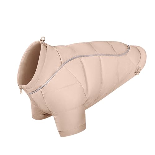 PJDDP Hundepuffermäntel für kleine Hunde, Winter Hundepuffermantel mit Beinen Rollkragenpullover Hundekleidung Reflektierend und einstellbar,Khaki,S von PJDDP