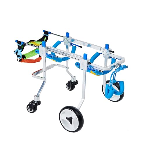 PJDDP Hunderollstuhl, Verstellbarer Haustierrollstuhl Mit Voller Unterstützung, 4-Räder-Hundewagen Zur Rehabilitation Der Vorder- Und Hinterbeine Für Behinderte Kleine Hunde,XS Wide PJDDP Hunderollstuhl, Verstellbarer Haustierrollstuhl Mit Voller Unterstützung, 4-Räder-Hundewagen Zur Rehabilitation Der Vorder- Und Hinterbeine Für Behinderte Kleine Hunde,XS Wide von PJDDP