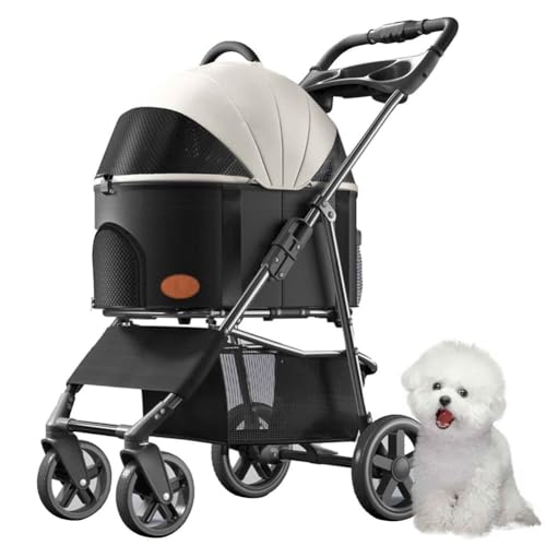 PJDDP Hundewagen, 3 in 1 Haustier-Kinderwagen, Katzenbuggy, Haustier Buggy Bis 15 Kg Mit Aufbewahrungskorb, Getränkehalter, Für Kleine Katze Hund,Weiß PJDDP Hundewagen, 3 in 1 Haustier-Kinderwagen, Katzenbuggy, Haustier Buggy Bis 15 Kg Mit Aufbewahrungskorb, Getränkehalter, Für Kleine Katze Hund,Weiß von PJDDP