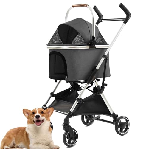 PJDDP Hundewagen, 3 in 1 Hundetrolley, Tragetasche, Faltbarer Hundebuggy Mit Kissen, Katzenwagen Für Kleine Hunde, Katzen, Katzenbuggy Mit 4 Rädern,Dark Gray PJDDP Hundewagen, 3 in 1 Hundetrolley, Tragetasche, Faltbarer Hundebuggy Mit Kissen, Katzenwagen Für Kleine Hunde, Katzen, Katzenbuggy Mit 4 Rädern,Dark Gray von PJDDP