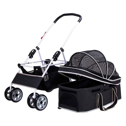 PJDDP Hundewagen, 3 in 1 Hundetrolley, Tragetasche, Katzenbuggy Mit 4 Rädern, Hundebuggy Klappbar, Für Reisen, Einkaufen, Spazierengehen, Spielen,Schwarz PJDDP Hundewagen, 3 in 1 Hundetrolley, Tragetasche, Katzenbuggy Mit 4 Rädern, Hundebuggy Klappbar, Für Reisen, Einkaufen, Spazierengehen, Spielen,Schwarz von PJDDP
