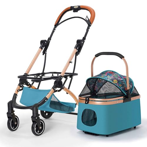 PJDDP Hundewagen, Faltbarer Hundebuggy, Hundewagen Mit Aufbewahrungskorb, Hundetrolley Mit Kissen Für Kleine Bis Mittlere Hunde Und Katzen, Ideal Für Reisen,Blau PJDDP Hundewagen, Faltbarer Hundebuggy, Hundewagen Mit Aufbewahrungskorb, Hundetrolley Mit Kissen Für Kleine Bis Mittlere Hunde Und Katzen, Ideal Für Reisen,Blau von PJDDP