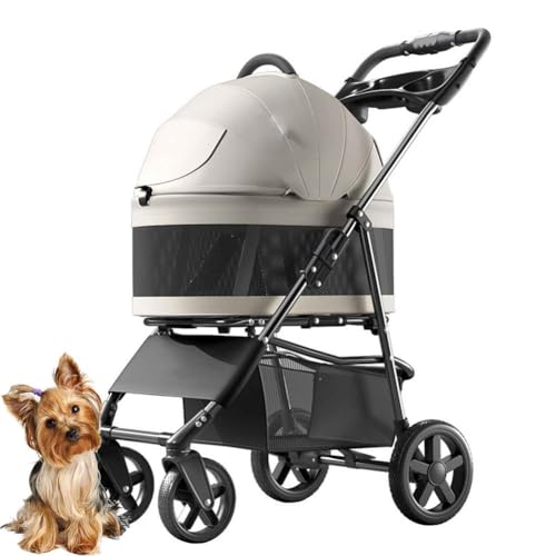 PJDDP Hundewagen,Hundebuggy Bis 12Kg, 2 in 1 Haustier-Kinderwagen, Zusammenklappbarer Hundebuggy Mit 4 Rädern, Aufbewahrungskorb Für Kleine Katze Hund,Weiß PJDDP Hundewagen,Hundebuggy Bis 12Kg, 2 in 1 Haustier-Kinderwagen, Zusammenklappbarer Hundebuggy Mit 4 Rädern, Aufbewahrungskorb Für Kleine Katze Hund,Weiß von PJDDP