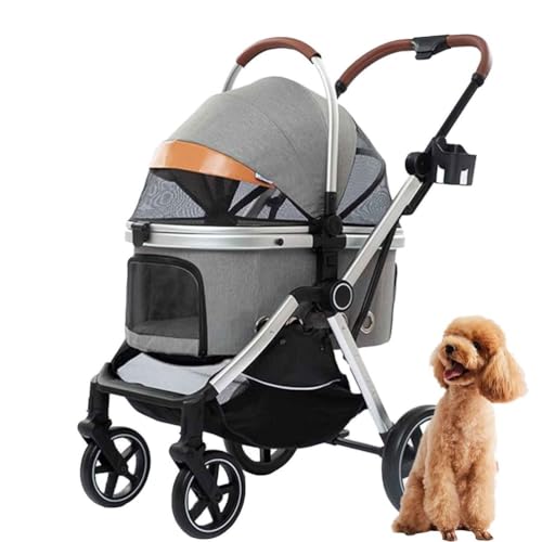 PJDDP Hundewagen 3 In1, Faltbarer Hundebuggy, Katzenwagen Mit Aufbewahrungskorb, Sicherheitsleine, Bis 30Kg, Für Kleine/Mittlere Hunde Und Katzen,Light Gray PJDDP Hundewagen 3 In1, Faltbarer Hundebuggy, Katzenwagen Mit Aufbewahrungskorb, Sicherheitsleine, Bis 30Kg, Für Kleine/Mittlere Hunde Und Katzen,Light Gray von PJDDP