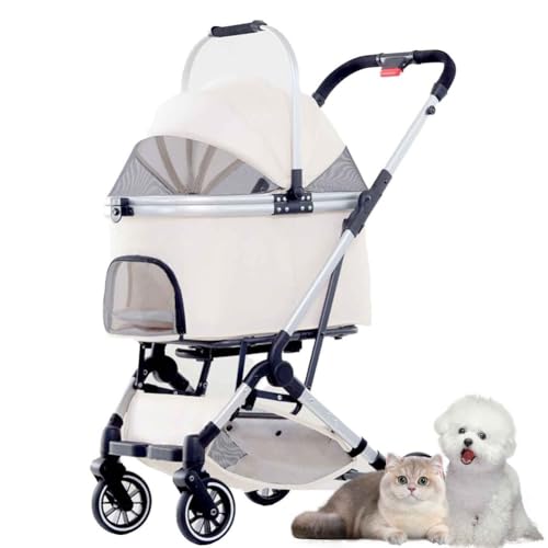 PJDDP Hundewagen 3 in 1, Hundebuggy Fuer Kleine Hunde, Faltbar Hund Kinderwagen Mit Aufbewahrungskorb, Sicherheitsgurt, Für Kleine Hunde & Katz,Beige PJDDP Hundewagen 3 in 1, Hundebuggy Fuer Kleine Hunde, Faltbar Hund Kinderwagen Mit Aufbewahrungskorb, Sicherheitsgurt, Für Kleine Hunde & Katz,Beige von PJDDP