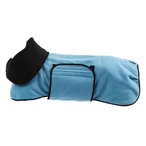 PJDDP Hundewinterjacke Polar Fleece, Hundewintermantel Plüschkragen, Verstellbare Hundejacken Fleece Hundeweste Outdoor Hundebekleidung Mit Verstellbaren Bändern,Blau,M von PJDDP