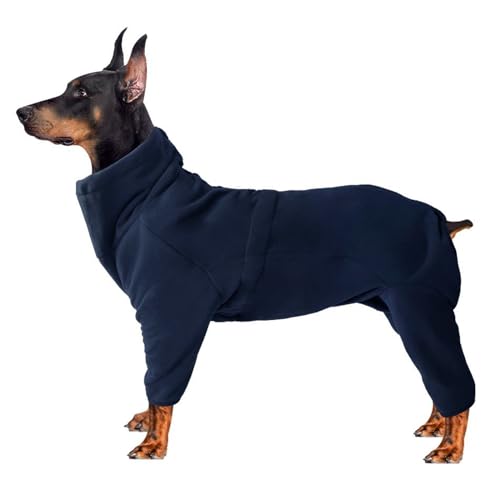 PJDDP Hundewintermantel Mit Rückenreißverschluss, Vierbeiniger Hundemantel, Warme Fleece-Hundejacke, Winddichte Polar-Fleece-Hundejacke,Dark Blue,M von PJDDP