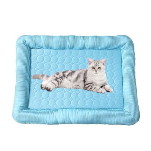 PJDDP Ice Silk Kühlmatte Für Hunde, Kühlbett Für Hunde, Kühlmatte Katze, Kühlkissen Sommer Mit Erhöhte Ränder Und rutschfeste Unterseite,Dark Blue,S PJDDP Ice Silk Kühlmatte Für Hunde, Kühlbett Für Hunde, Kühlmatte Katze, Kühlkissen Sommer Mit Erhöhte Ränder Und rutschfeste Unterseite,Dark Blue,S von PJDDP