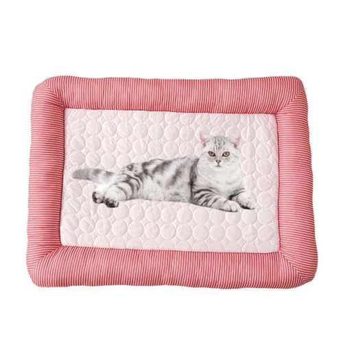 PJDDP Ice Silk Kühlmatte Für Hunde, Kühlbett Für Hunde, Kühlmatte Katze, Kühlkissen Sommer Mit Erhöhte Ränder Und rutschfeste Unterseite,Rosa,L von PJDDP