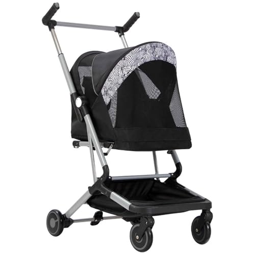 PJDDP Katze Hundewagen, Faltbarer Reise Kinderwagen Für Haustiere Mit Verstellbarem Griff Und Aufbewahrungskorb, Für Kleine Haustiere,Schwarz von PJDDP