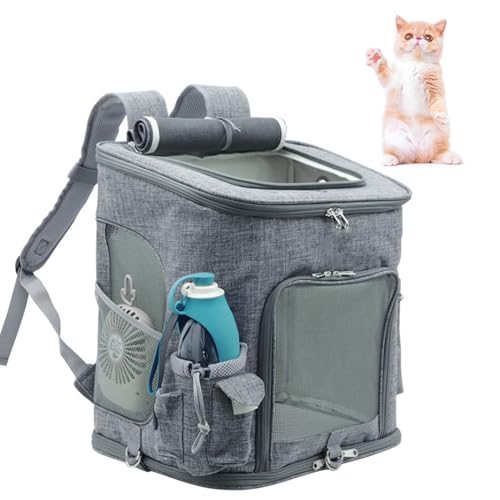 PJDDP Katzen-Rucksack, Haustier-Rucksack Für Kleine Katzen Und Hunde, Faltbar, Gepolsterte Rückenstütze, Welpen-Haustier-Rucksack Für Wandern, Spazierengehen, Radfahren, Outdoor,Grau PJDDP Katzen-Rucksack, Haustier-Rucksack Für Kleine Katzen Und Hunde, Faltbar, Gepolsterte Rückenstütze, Welpen-Haustier-Rucksack Für Wandern, Spazierengehen, Radfahren, Outdoor,Grau von PJDDP